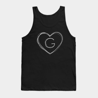 Letter G with heart frame in lineart style Tank Top